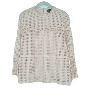 Point Sur J.Crew Eyelet Crochet Pink Cotton Top Blouse With Slip Size 4